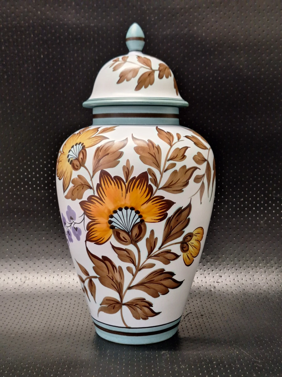 Vintage Gouda Flora Holland Aardewerk Dekselvaas - Decor 'Flora' (#3000) - foto 2