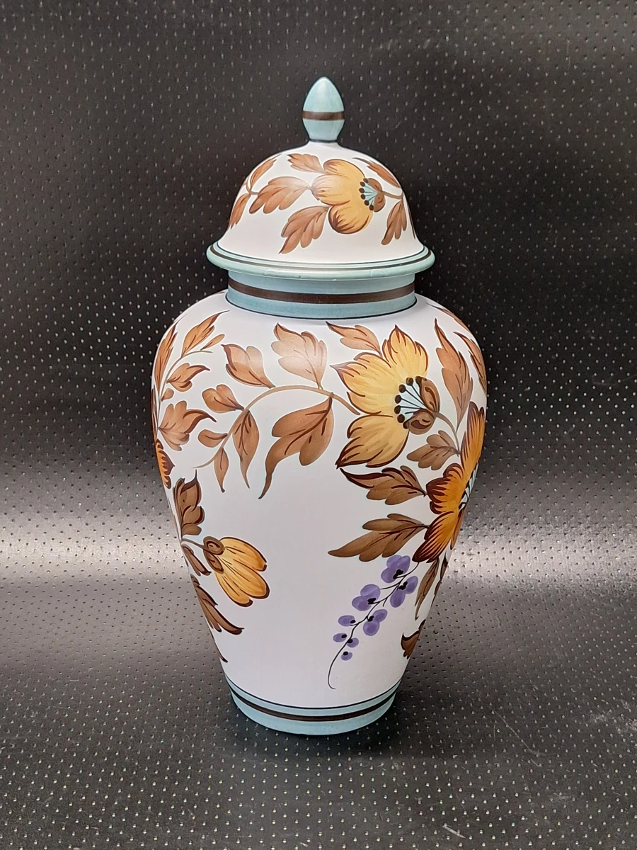 Vintage Gouda Flora Holland Aardewerk Dekselvaas - Decor 'Flora' (#3000) - foto 3