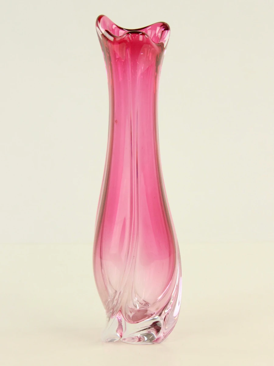 Val Saint Lambert vaas roze kristal (35 cm / jaren 60) - foto 2