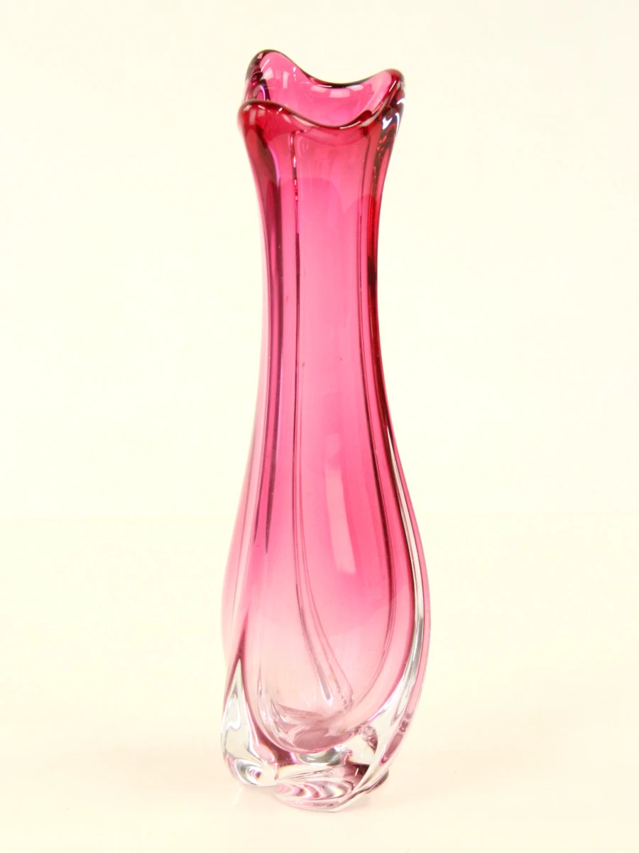 Val Saint Lambert vaas roze kristal (35 cm / jaren 60) - foto 3