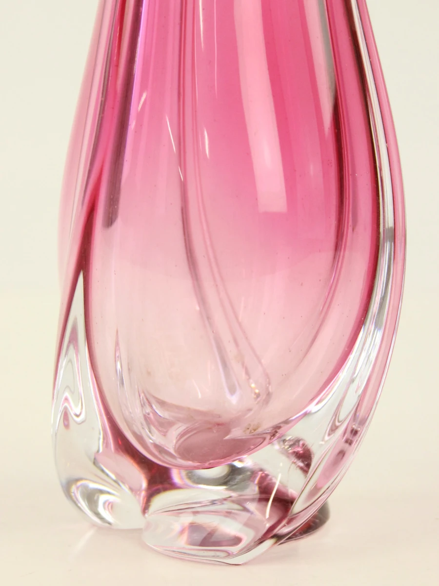Val Saint Lambert vaas roze kristal (35 cm / jaren 60) - foto 5