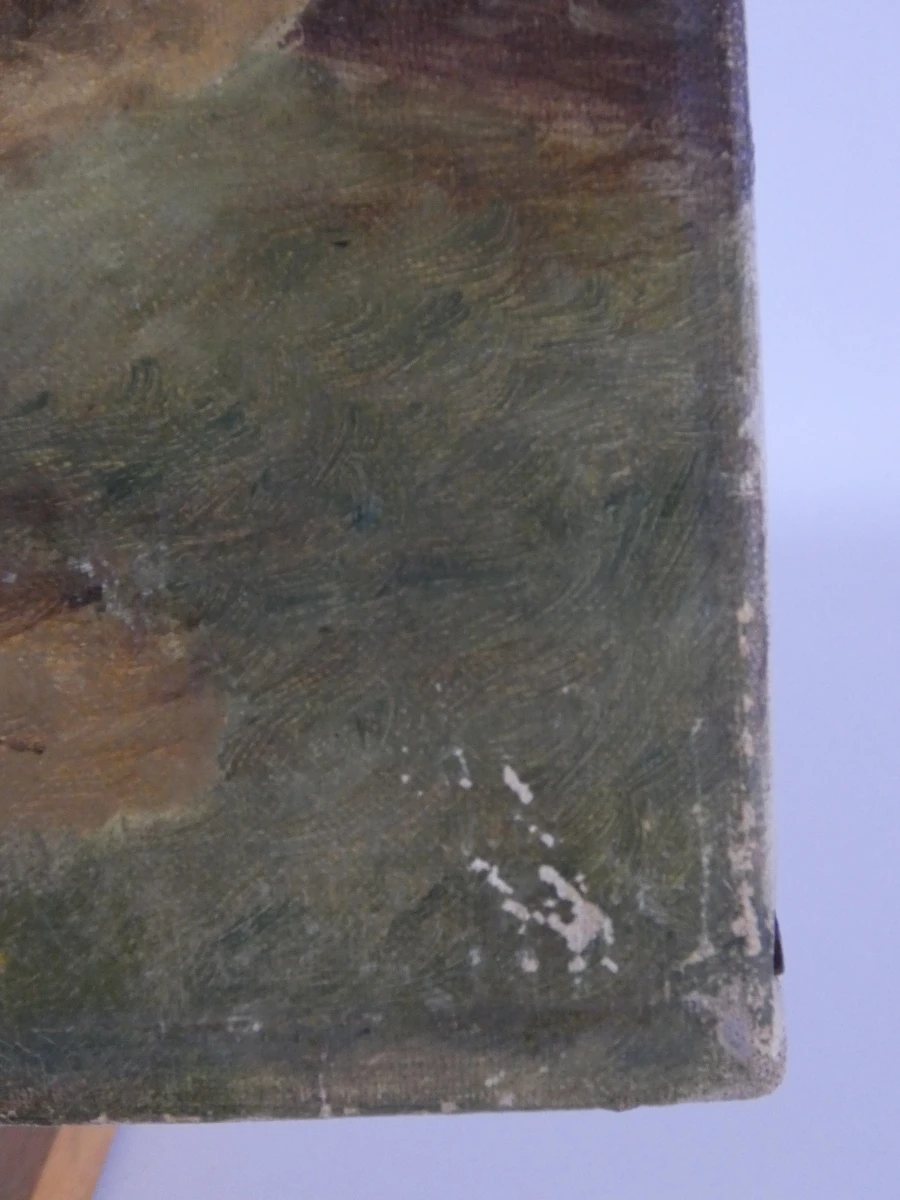 Gesigneerd olieverfschilderij met een boerderij bij zonsondergang - 2010 - foto 4