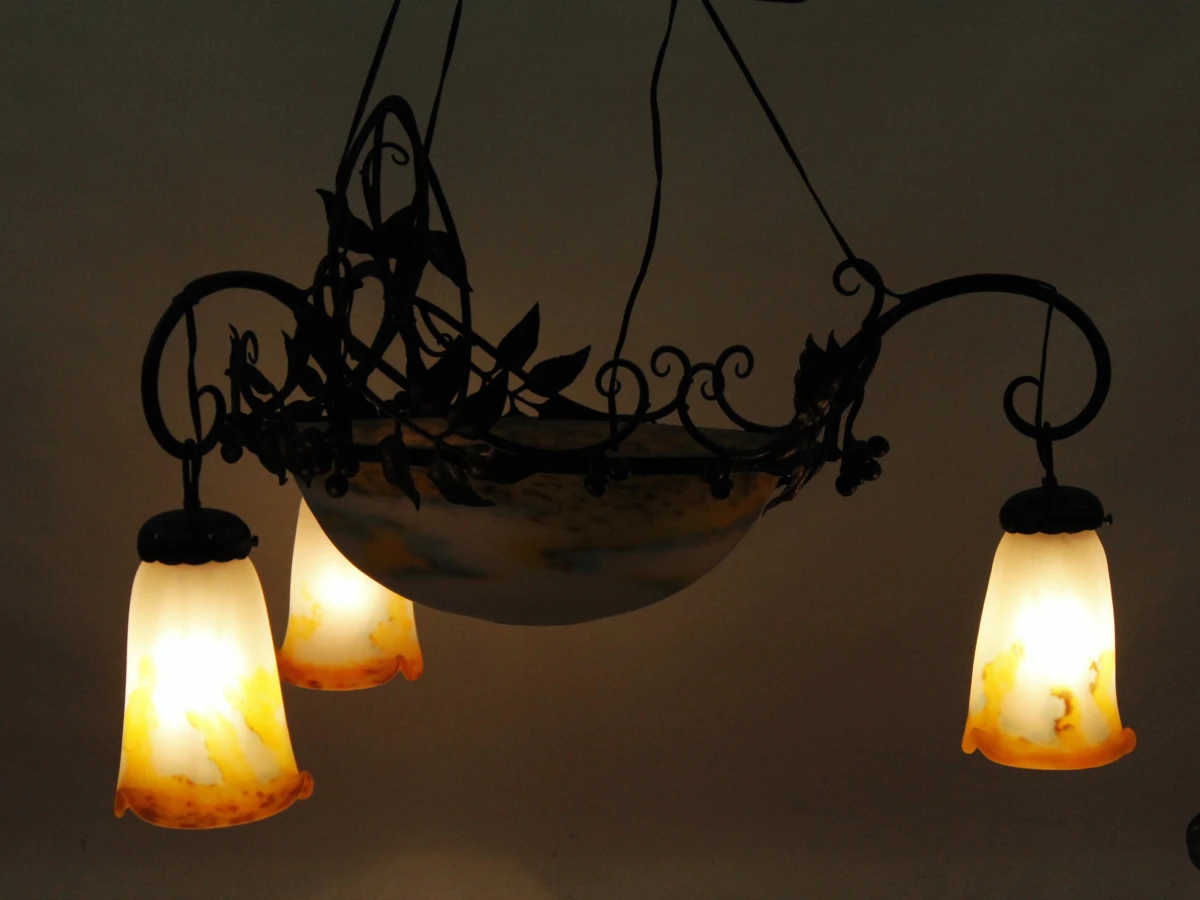 Smeedijzeren hanglamp van Muller Frez Zuneville - foto 9