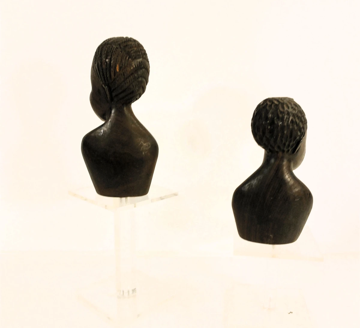Set van 2 handgesneden Afrikaanse houten portretbustes - foto 3