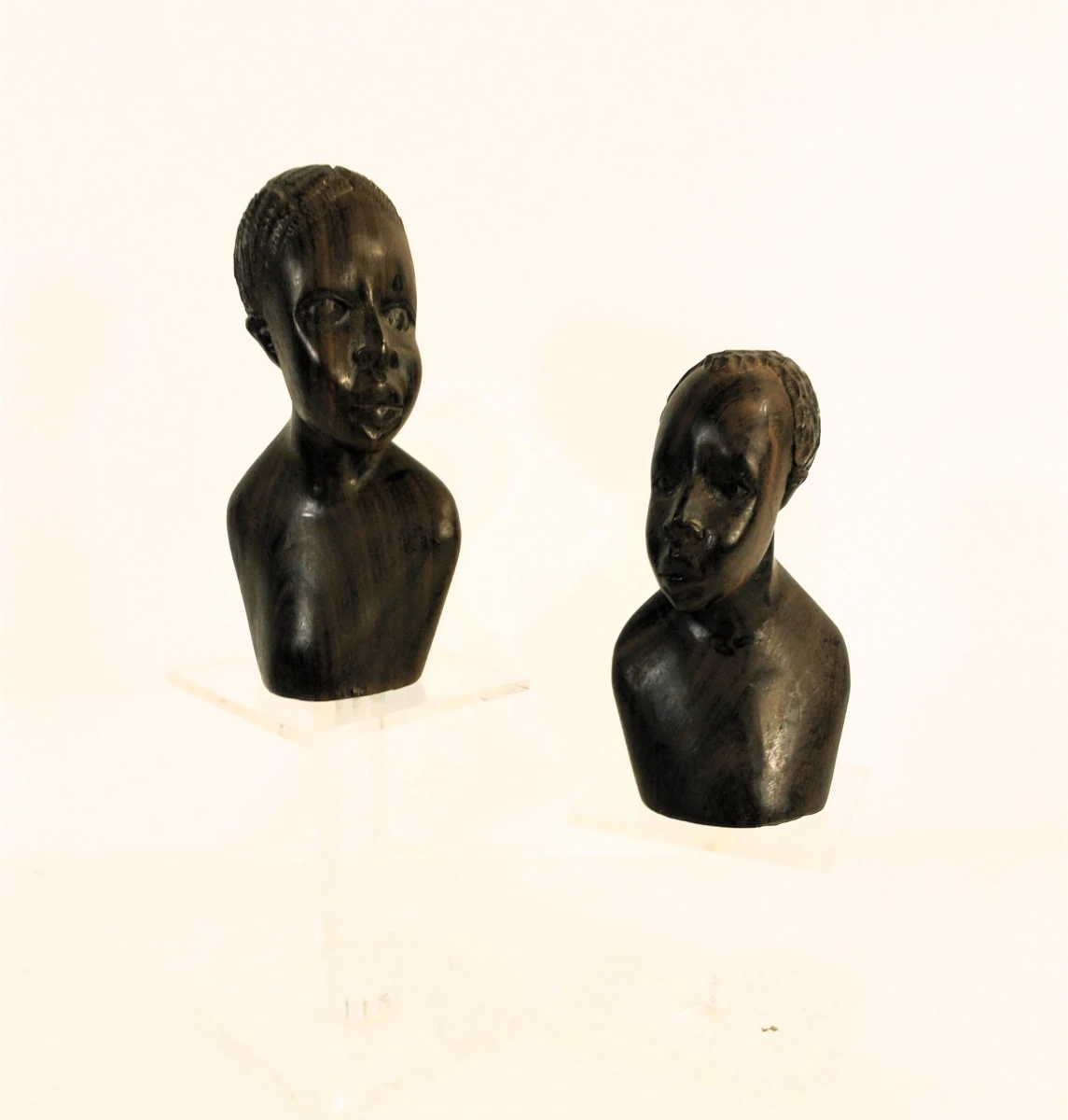 Set van 2 handgesneden Afrikaanse houten portretbustes - foto 8