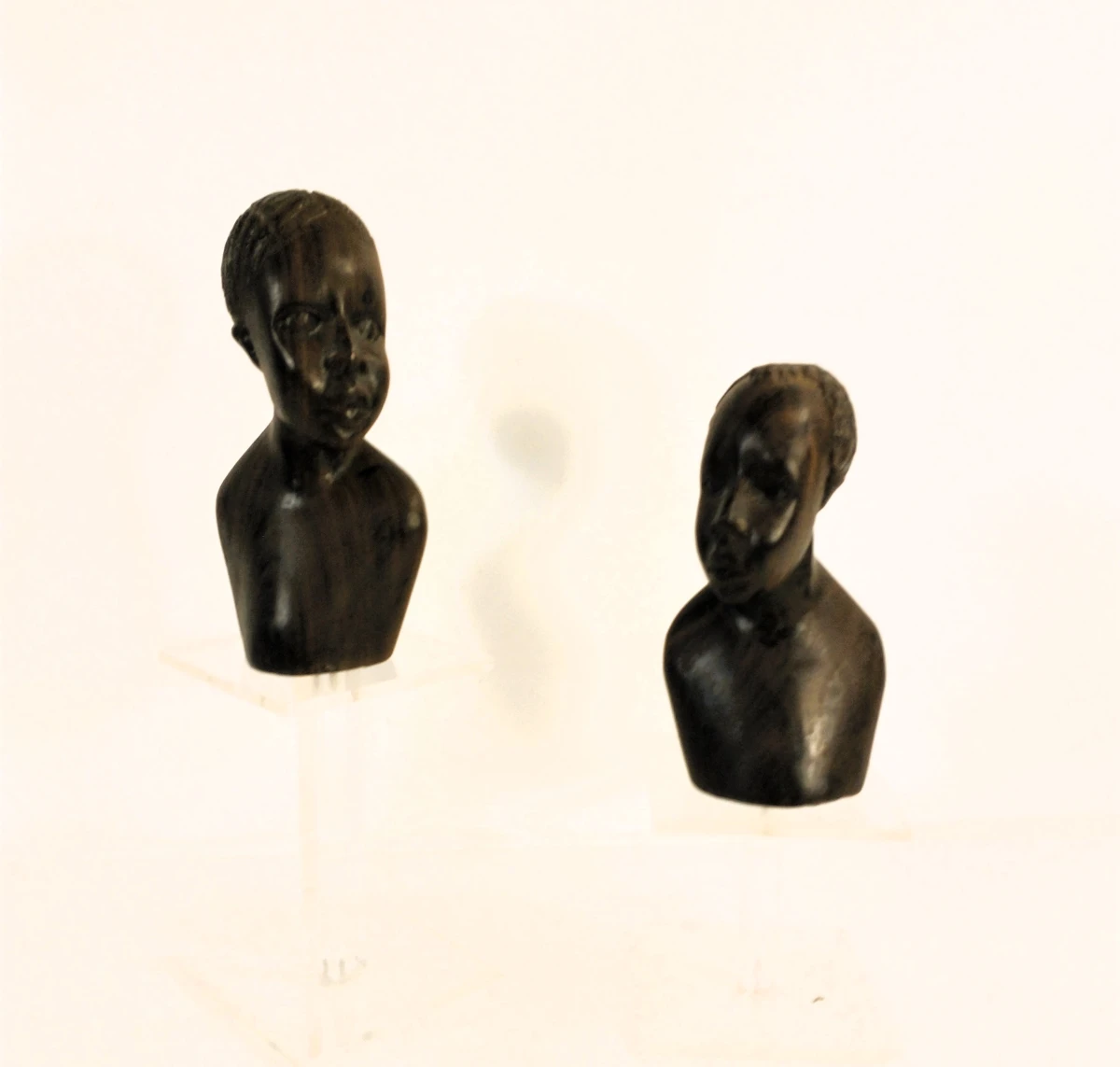 Set van 2 handgesneden Afrikaanse houten portretbustes - foto 5