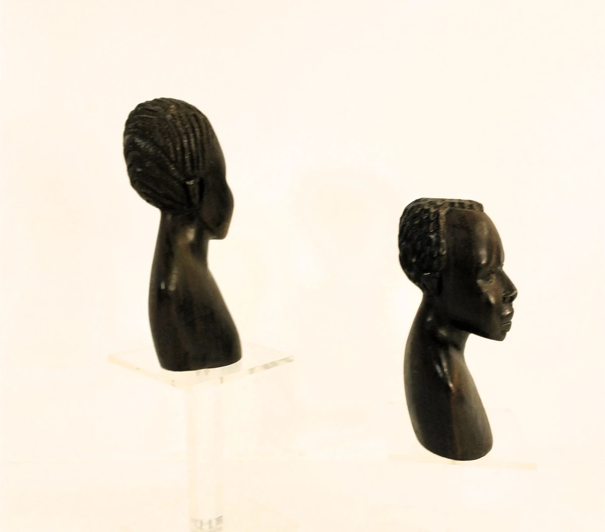 Set van 2 handgesneden Afrikaanse houten portretbustes - foto 4
