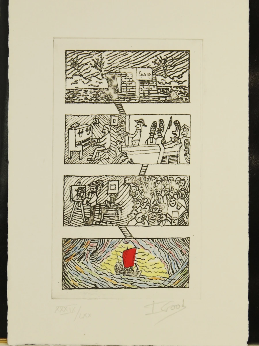 Ivan Good gesigneerd grafisch werk naar Ensor 39/70 – kavel bij De Kringwinkel, Antwerpen