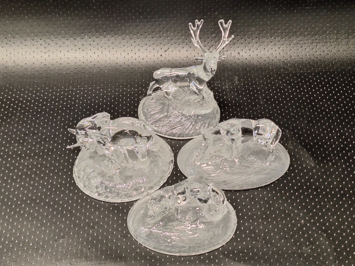Vierdelige set dierensculpturen in gegoten kristal, stijl Cristal d'Arques - foto 15