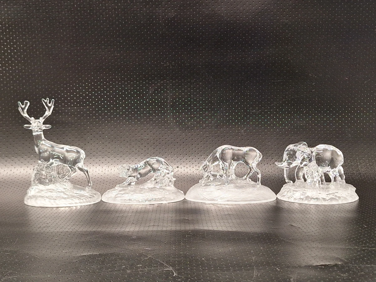 Vierdelige set dierensculpturen in gegoten kristal, stijl Cristal d'Arques - foto 2