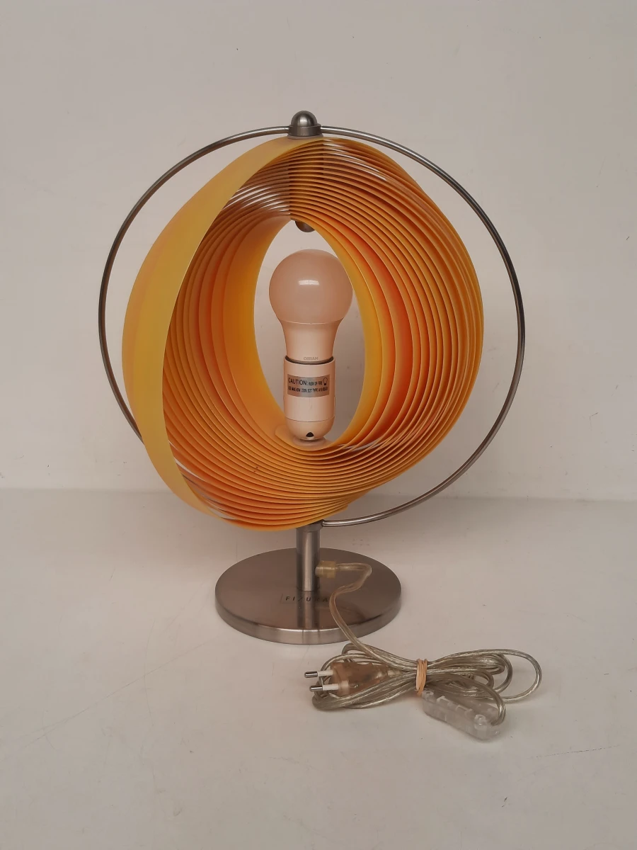 Fizura Tafellamp – Oranje Spiraal / Gyroscoop Lamp – Vintage Eyecatcher