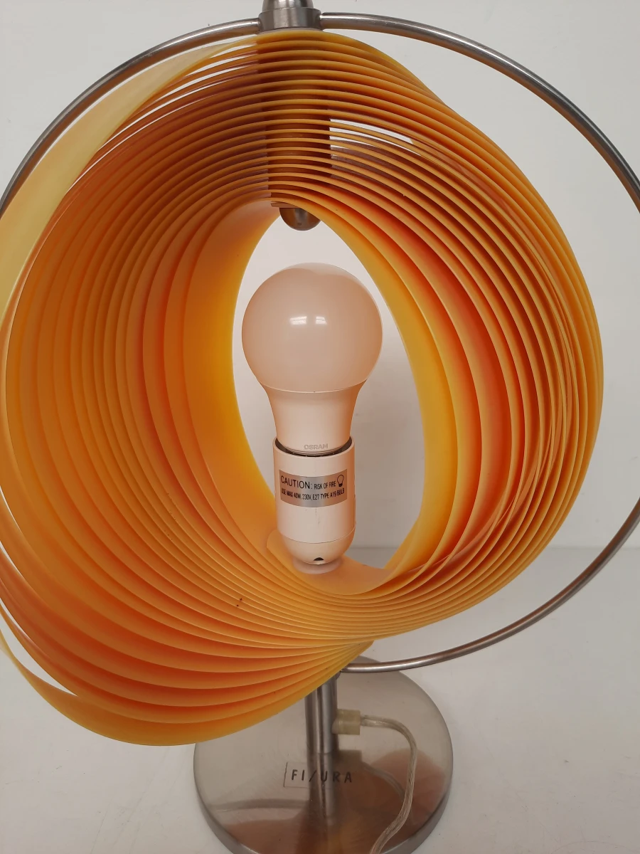Fizura Tafellamp – Oranje Spiraal / Gyroscoop Lamp – Vintage Eyecatcher