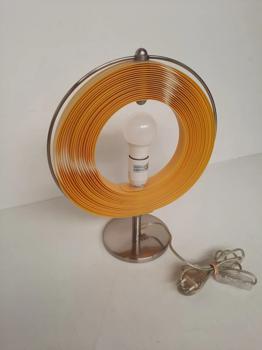Fizura Tafellamp – Oranje Spiraal / Gyroscoop Lamp – Vintage Eyecatcher