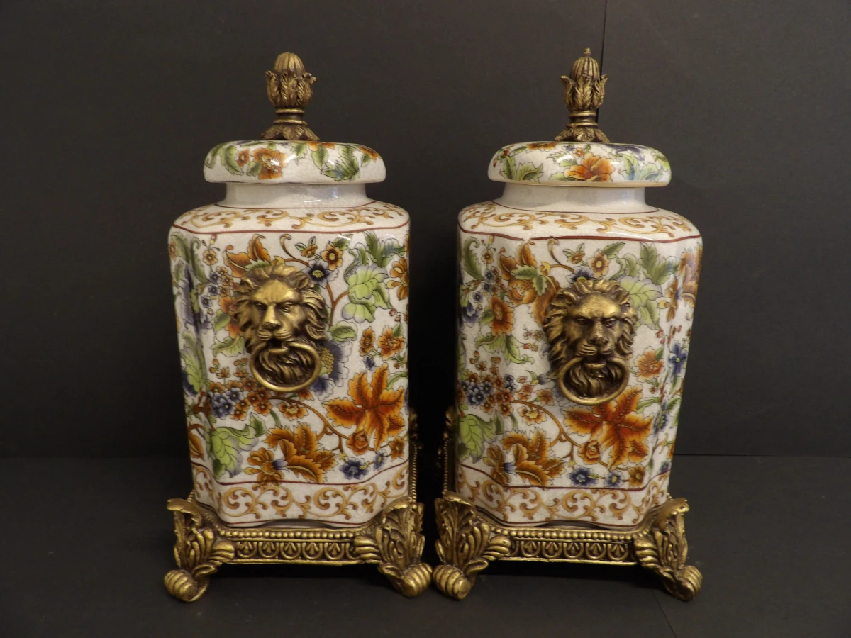 Set van twee vintage oosterse dekselpotten - China Xiong Ying - foto 2