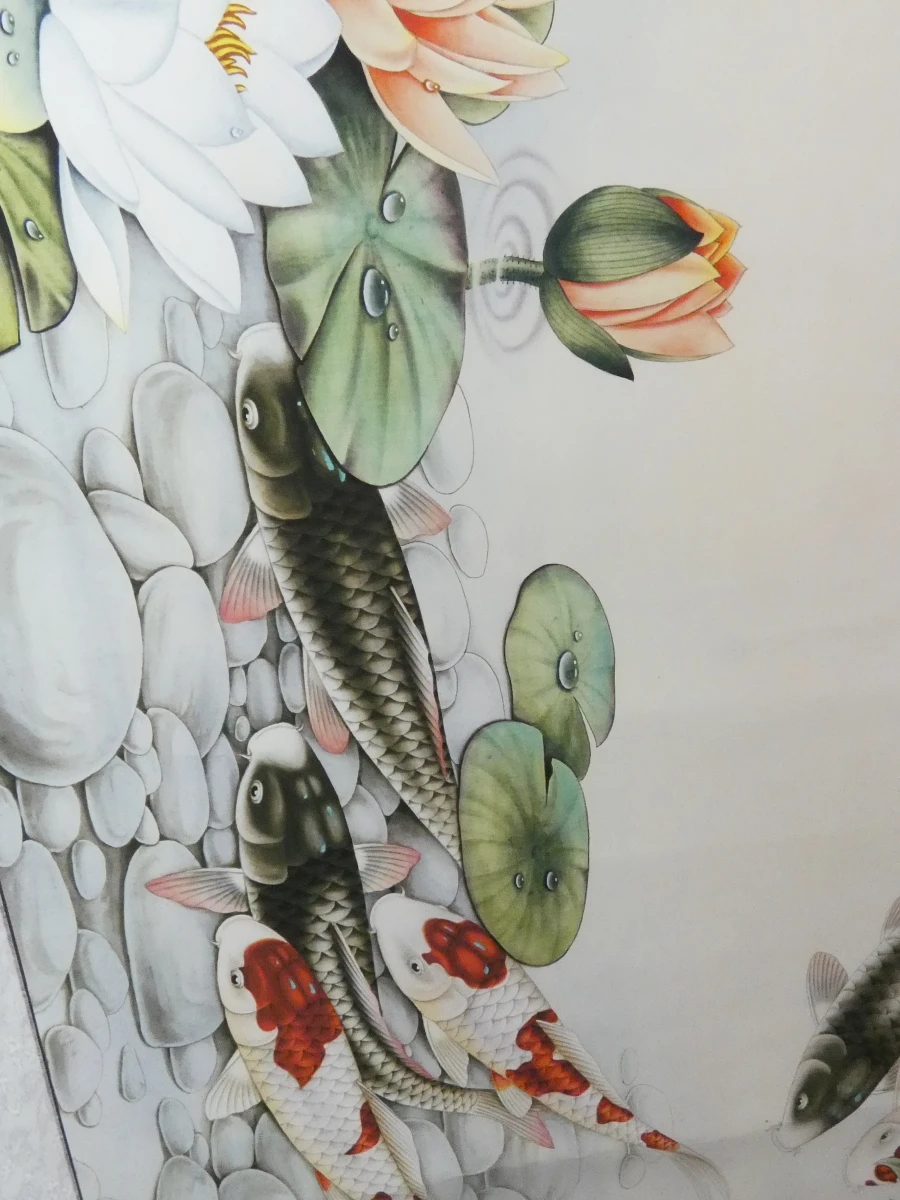 Chinese Hangende Rol – Negen Koi-karpers & Lotus - foto 4