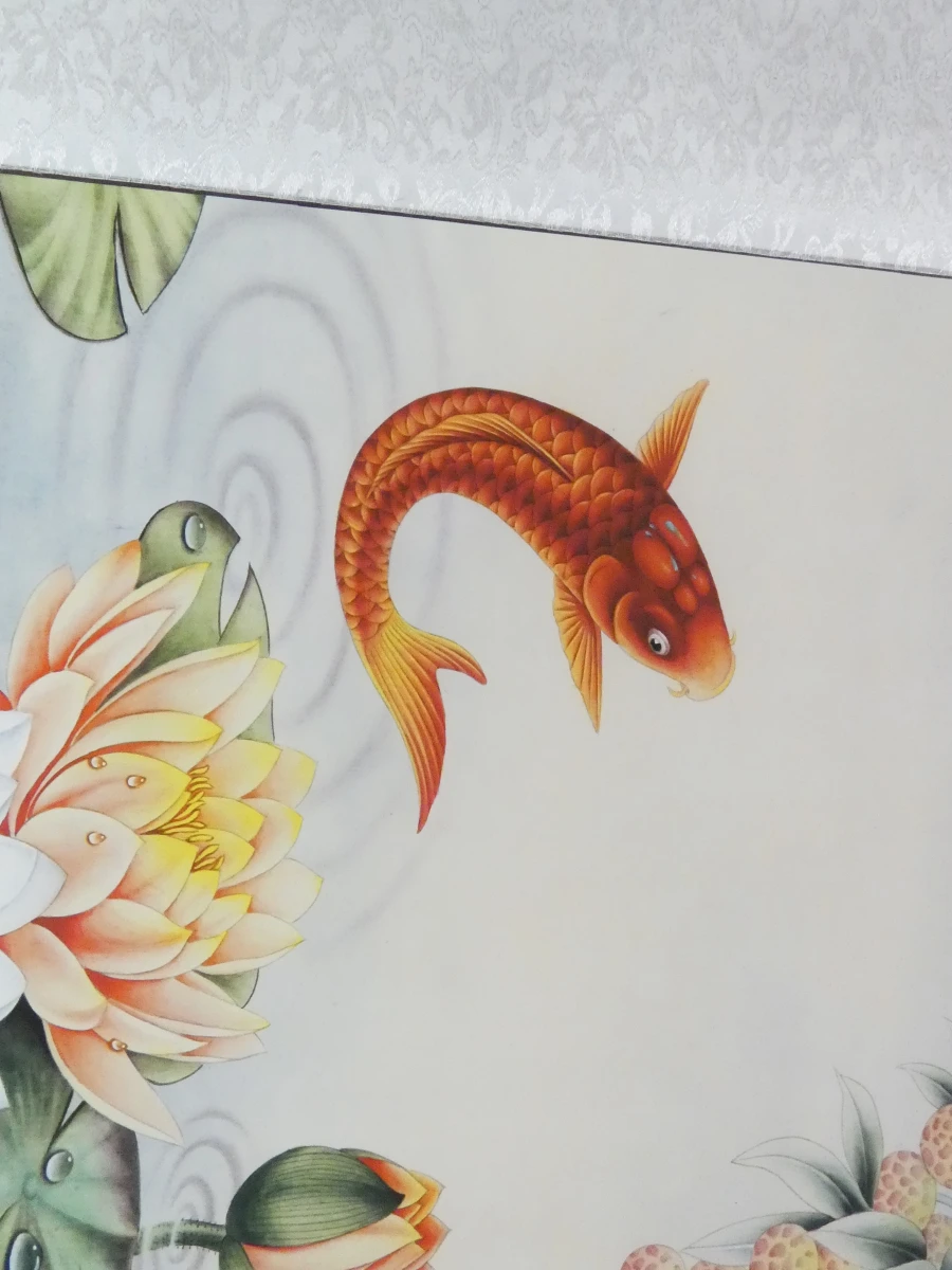 Chinese Hangende Rol – Negen Koi-karpers & Lotus - foto 5