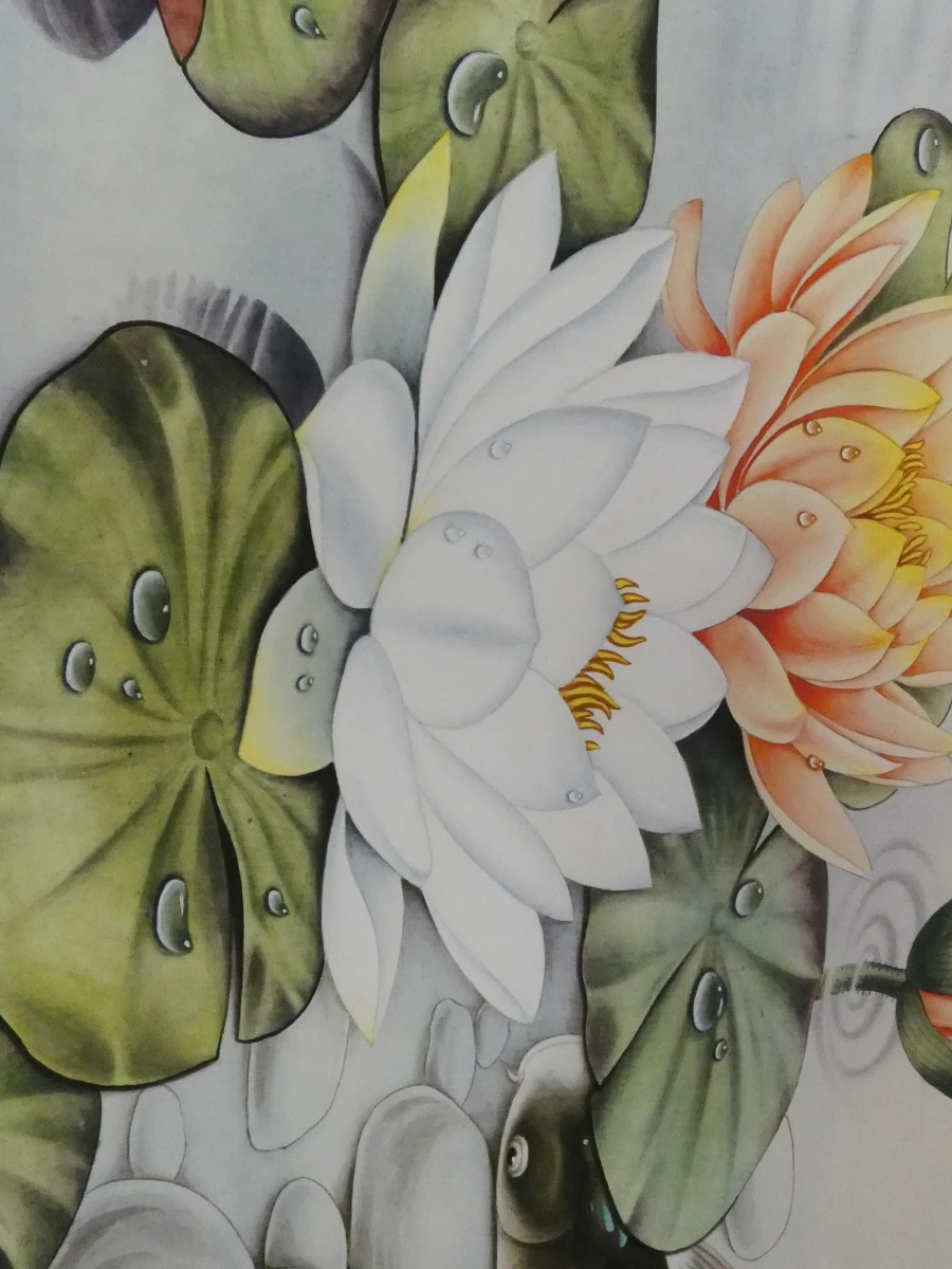 Chinese Hangende Rol – Negen Koi-karpers & Lotus - foto 6