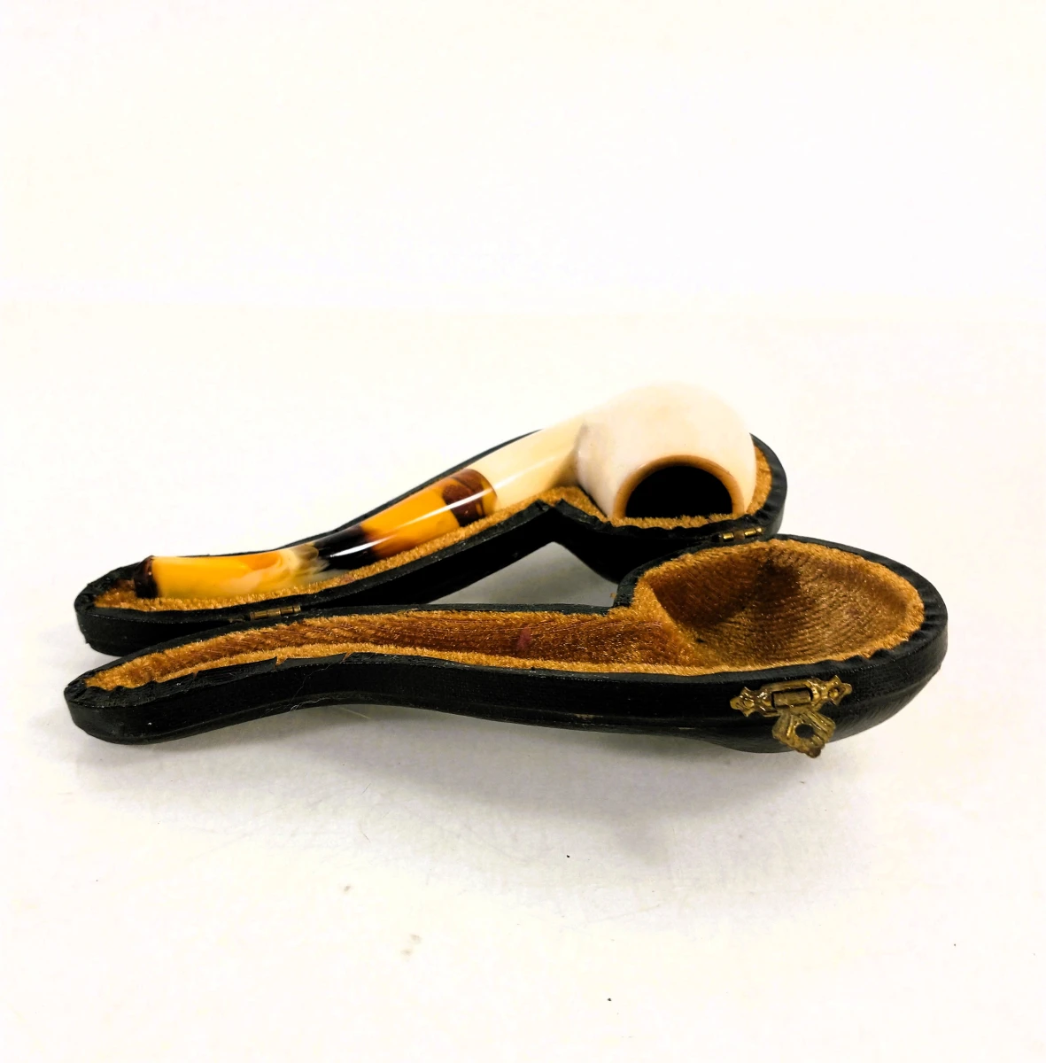 Vintage rookpijp met decoratieve steel en etui - foto 3