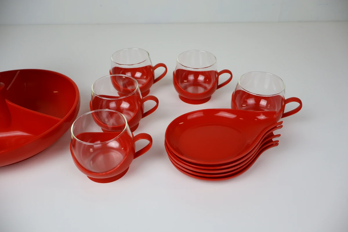 Vintage Melitta koffieservies met Schott Mainz Jenaer Glas en etagère - foto 3