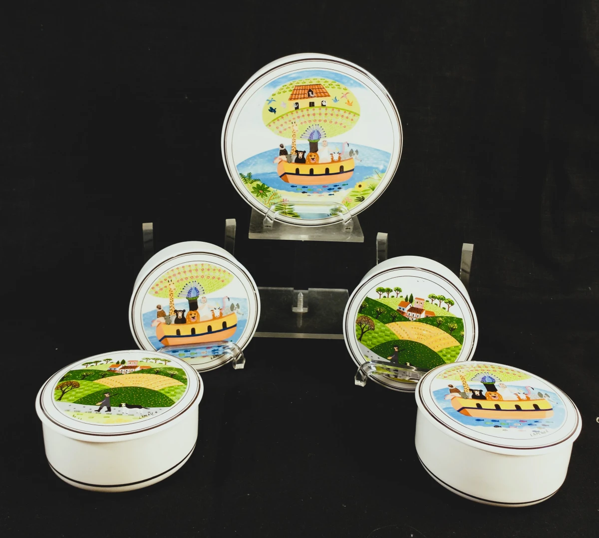 Set  Villeroy & Boch,  Design Naif, 4+1 porseleinen dozen van Gérard Laplau - foto 9