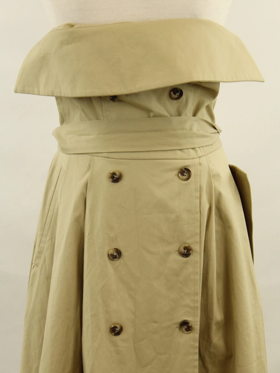 RAE Antwerp beige bustierjurk in retro stijl fit and flare in gladde zwaardere  soepelvallende stof - foto 6