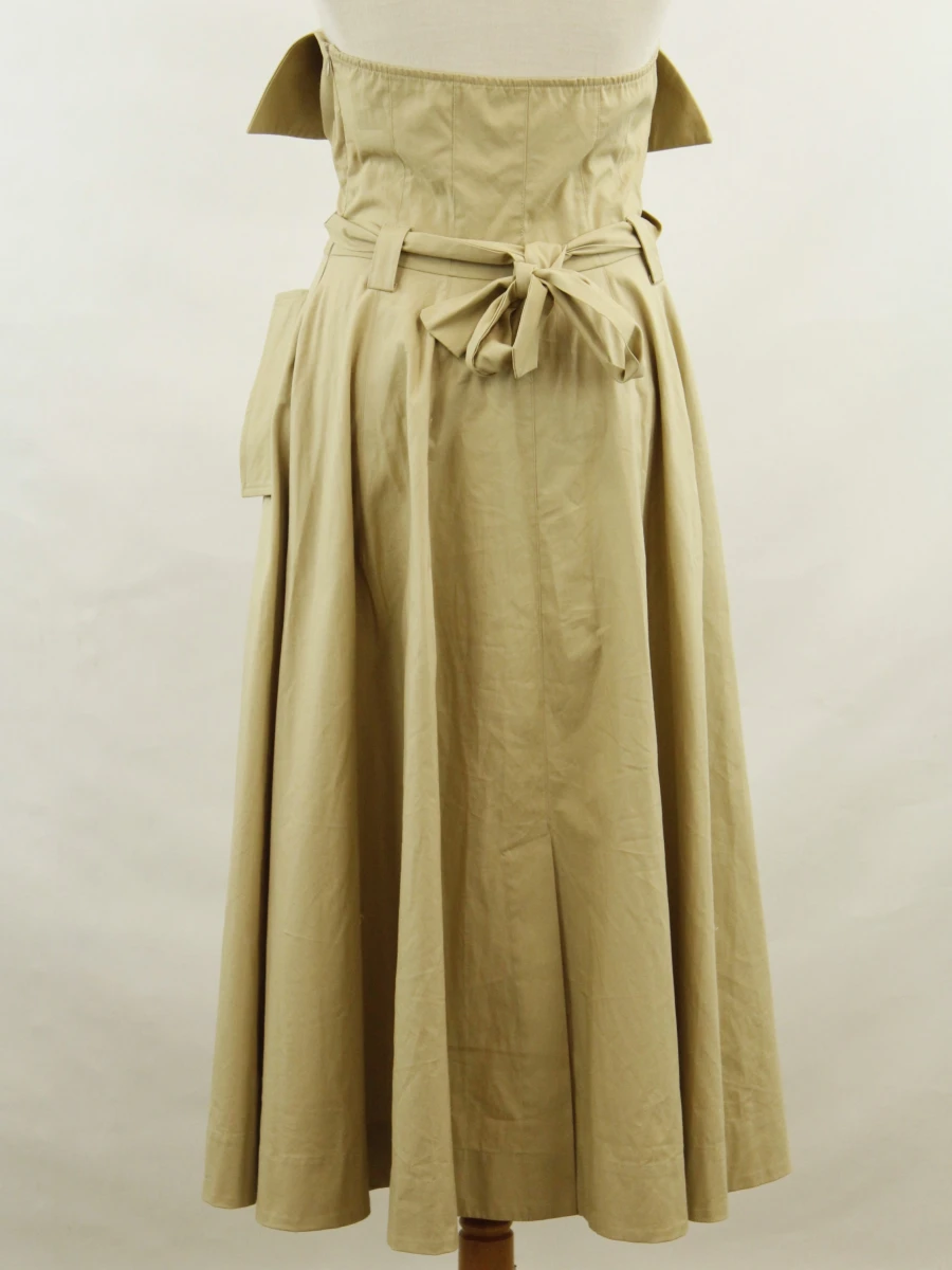 RAE Antwerp beige bustierjurk in retro stijl fit and flare in gladde zwaardere  soepelvallende stof - foto 4