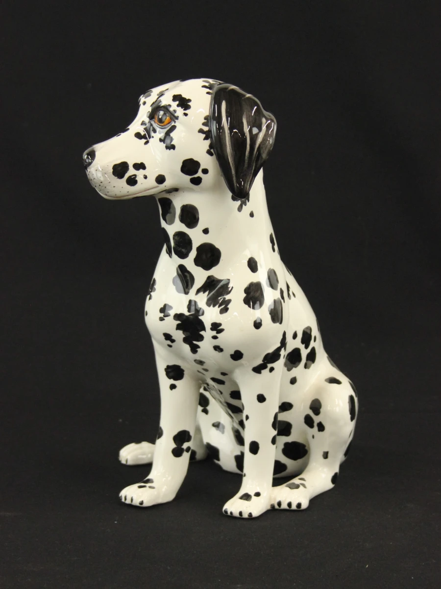 Italiaans keramisch beeld van een dalmatiër - handbeschilderd - 31,5 cm - foto 2