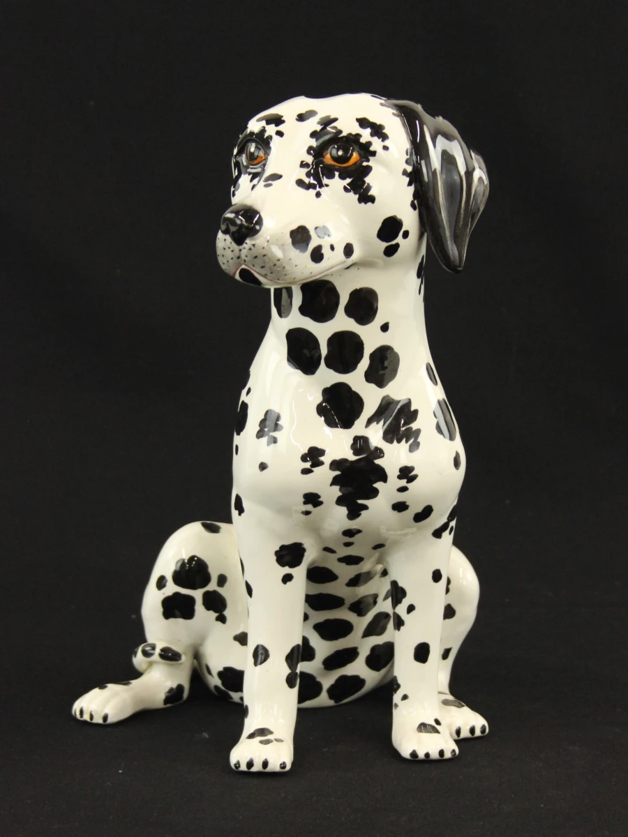 Italiaans keramisch beeld van een dalmatiër - handbeschilderd - 31,5 cm – kavel bij De Kringwinkel, Antwerpen