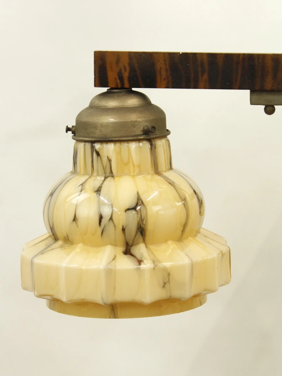 Art Deco luster met 5 gemarmerde glazen kappen (uranium) - jaren '30 - foto 7