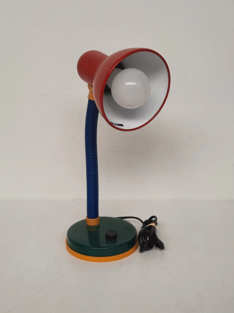 Retro Postmodern Zwanenhals Bureaulamp – Primaire Kleuren – Jaren 80