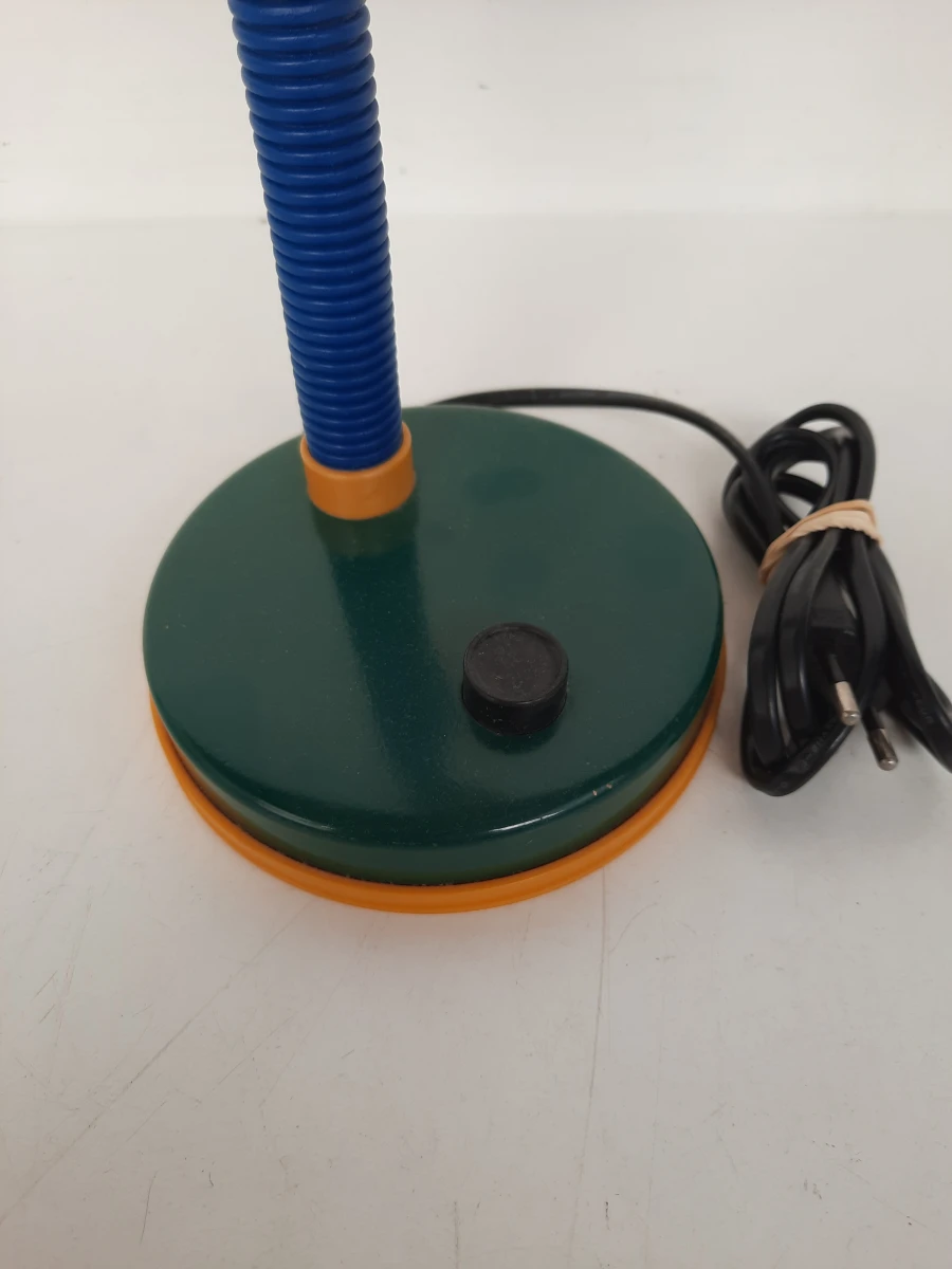 Retro Postmodern Zwanenhals Bureaulamp – Primaire Kleuren – Jaren 80