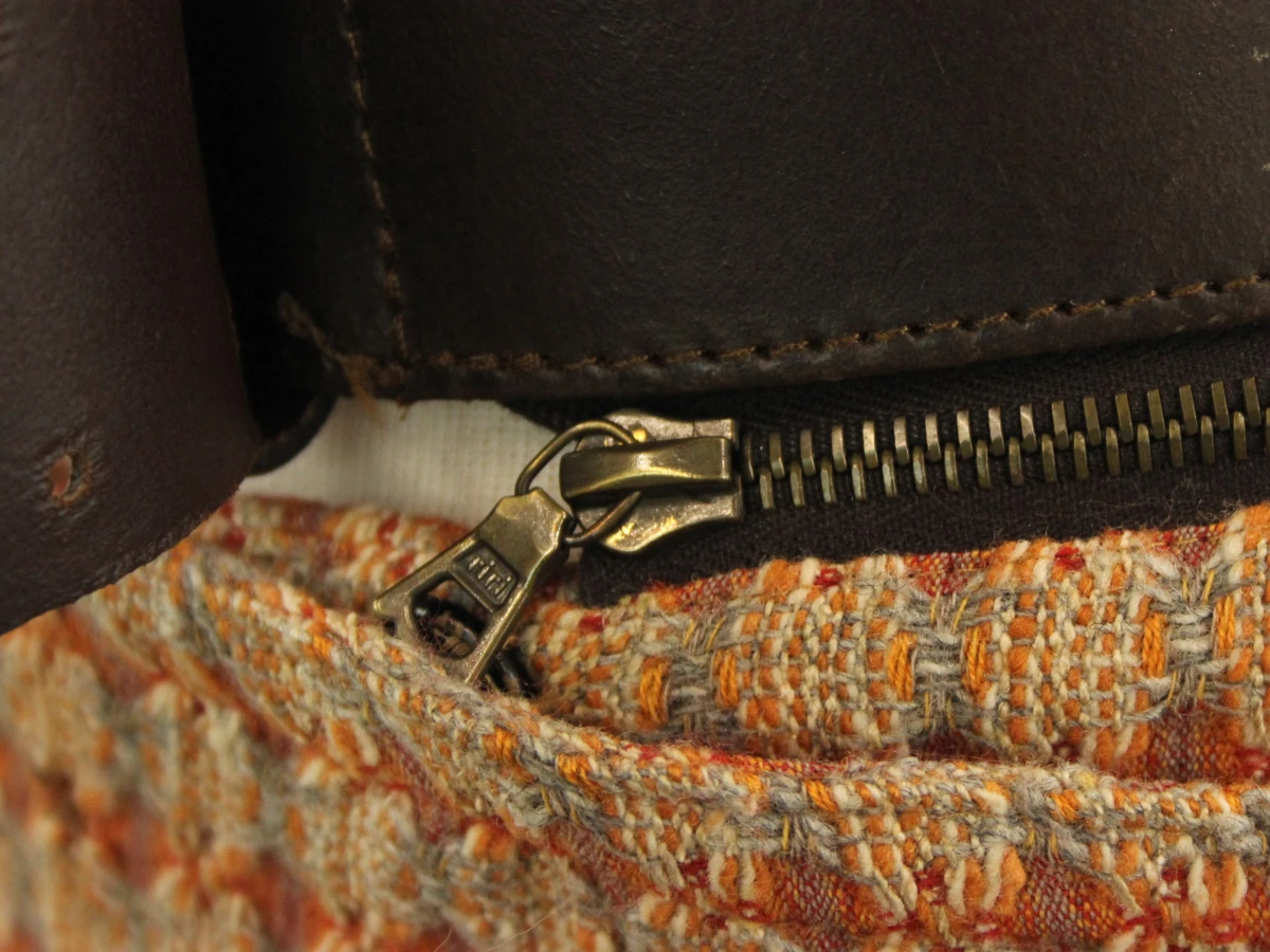 Natan Knitwear wikklerokje met  lederen riem in herfstkleuren - foto 4