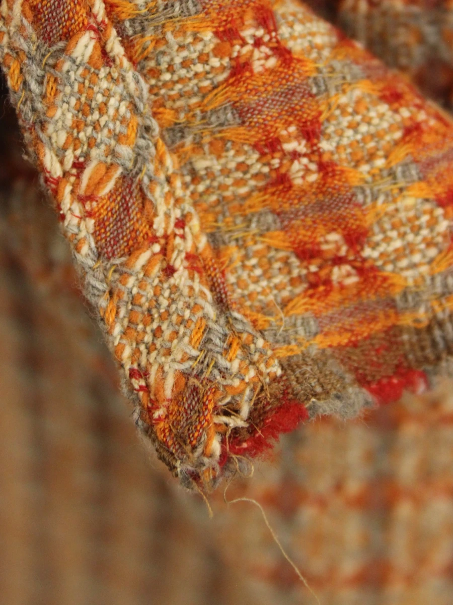 Natan Knitwear wikklerokje met  lederen riem in herfstkleuren - foto 6