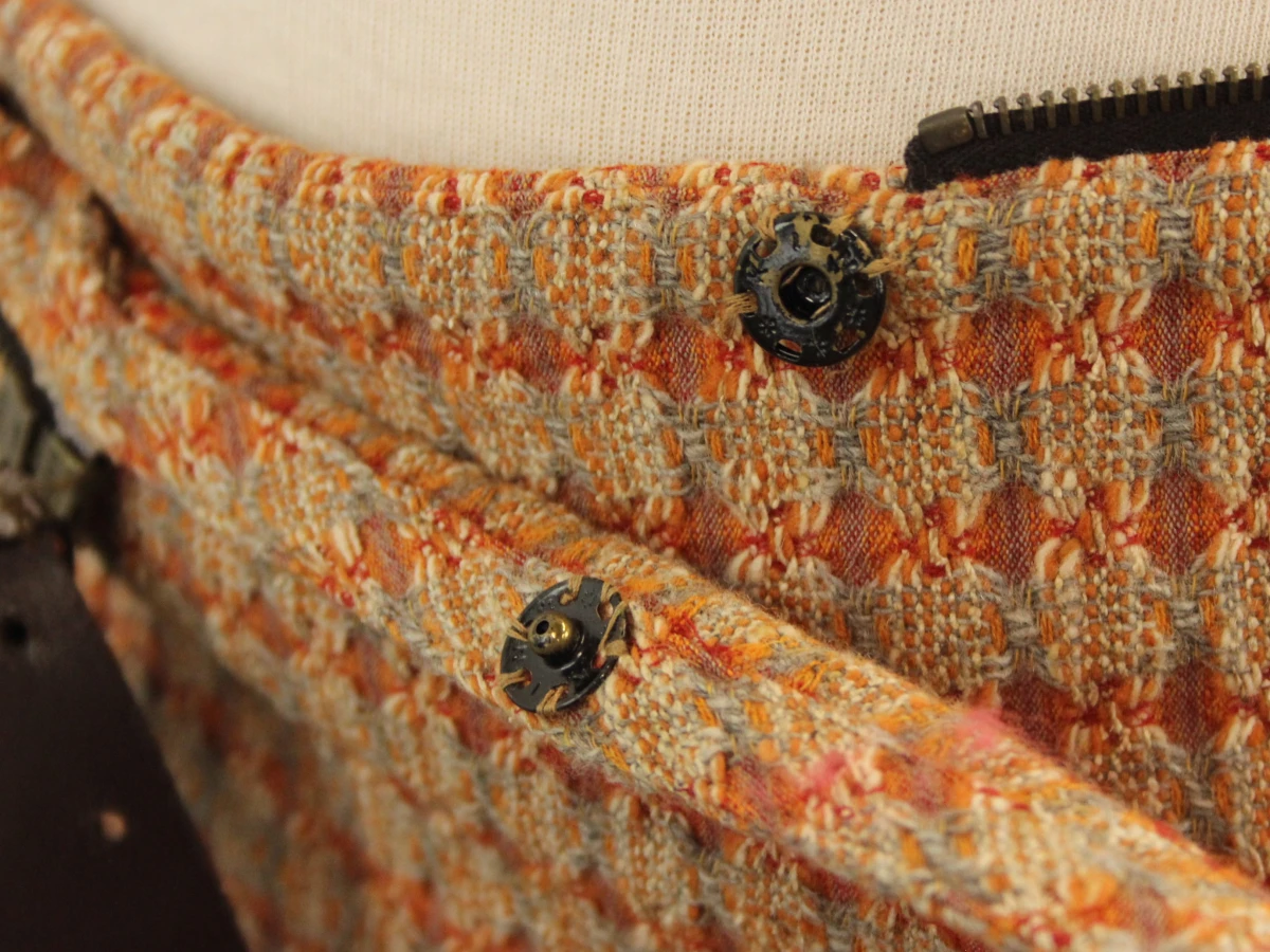 Natan Knitwear wikklerokje met  lederen riem in herfstkleuren - foto 8