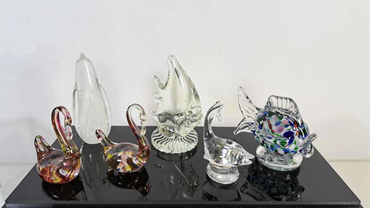 Set van 6 decoratieve glazen dierenfiguren in Murano-stijl en of Murano - foto 8