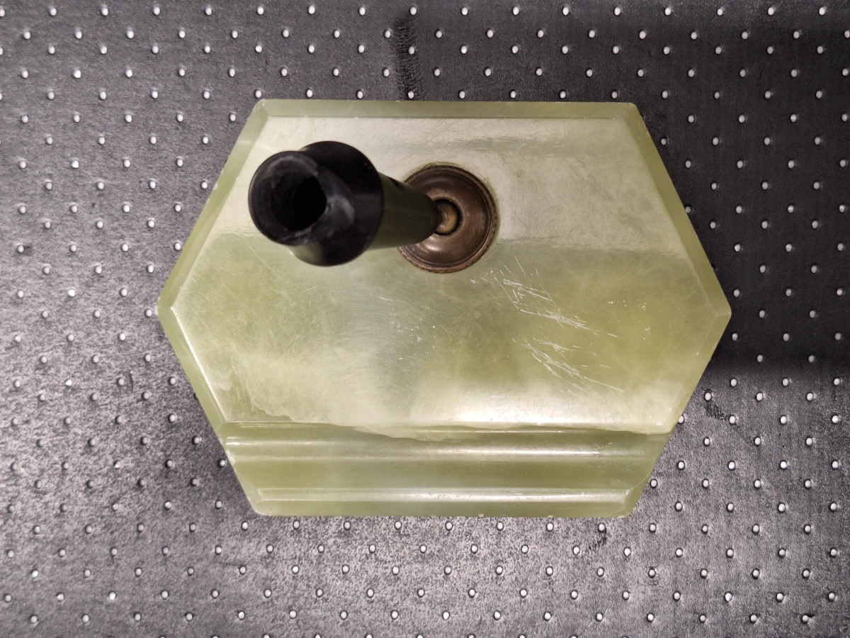Negendelige set van Art-Deco bureau-accessoires in groen onyx met Weens koudbeschilderd brons - foto 19