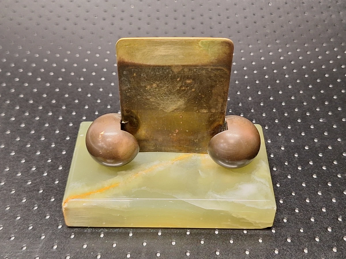 Negendelige set van Art-Deco bureau-accessoires in groen onyx met Weens koudbeschilderd brons - foto 26