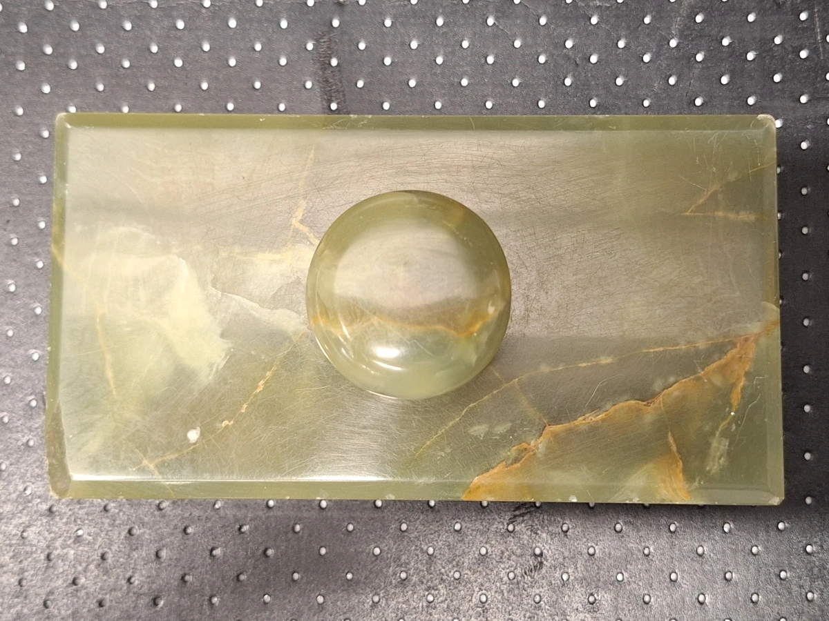 Negendelige set van Art-Deco bureau-accessoires in groen onyx met Weens koudbeschilderd brons - foto 21