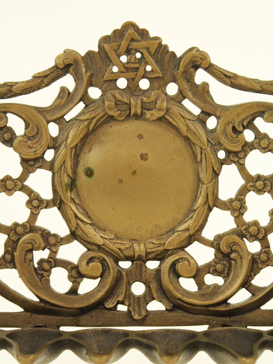 Antieke messing Chanoekalamp - Judaica - Mozes & Aäron - Praag/Bohemen - vermoedelijk 19e eeuw - foto 4