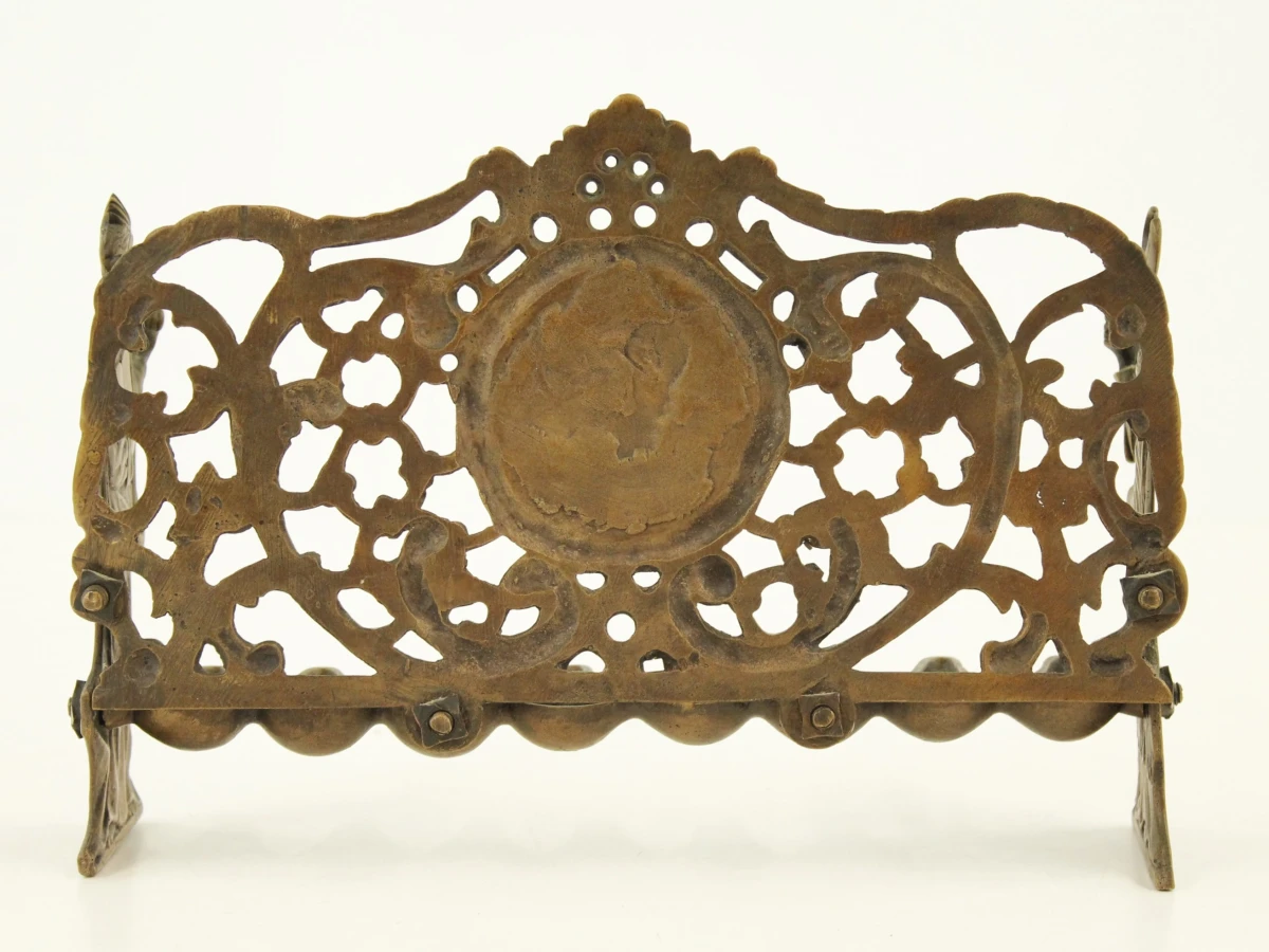 Antieke messing Chanoekalamp - Judaica - Mozes & Aäron - Praag/Bohemen - vermoedelijk 19e eeuw - foto 9