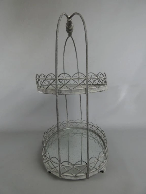 Tweeledig metalen etagère met glazen schalen - foto 9
