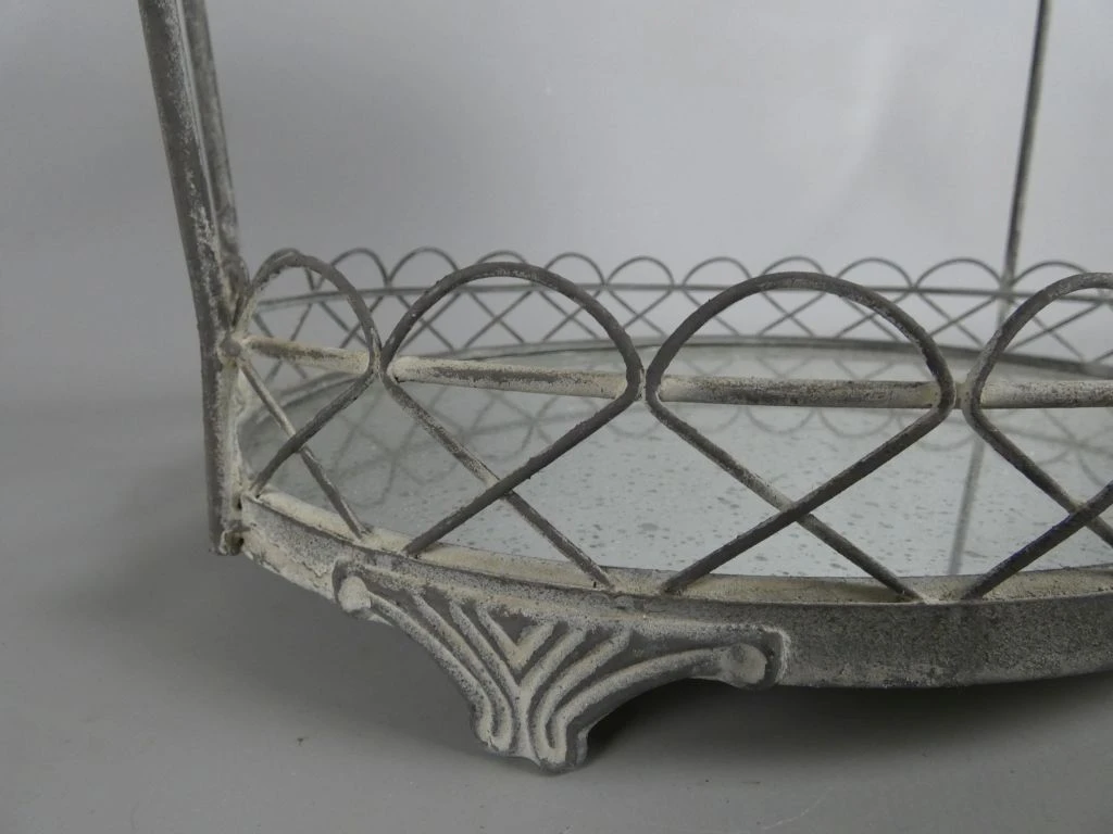 Tweeledig metalen etagère met glazen schalen - foto 4