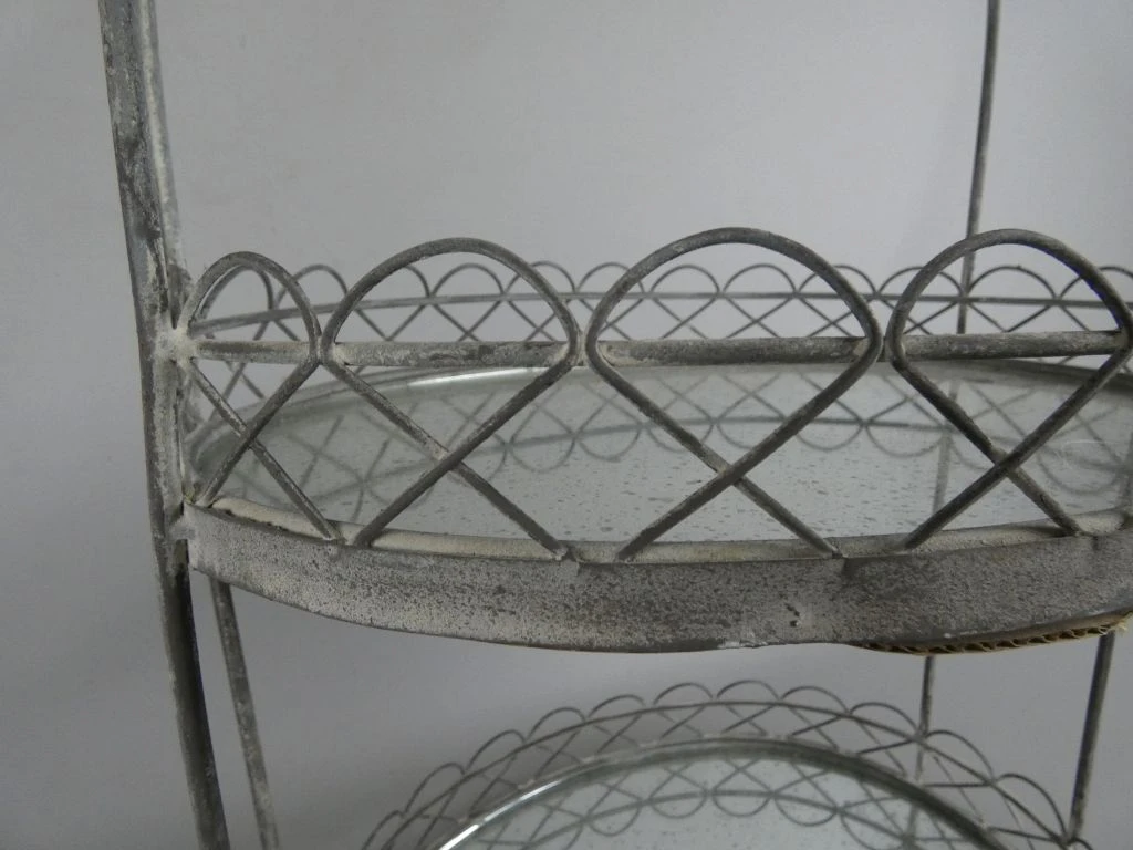 Tweeledig metalen etagère met glazen schalen - foto 3