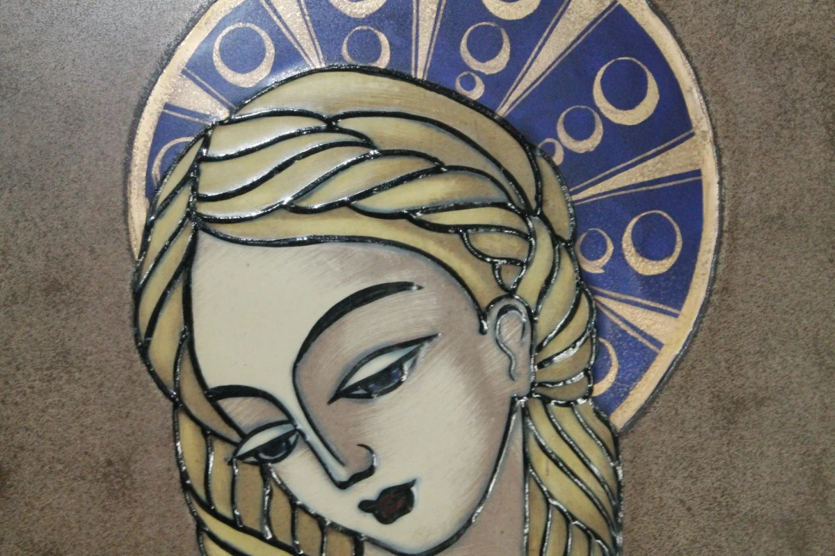 Vintage tegeltableau: Madonna met Kind - foto 3