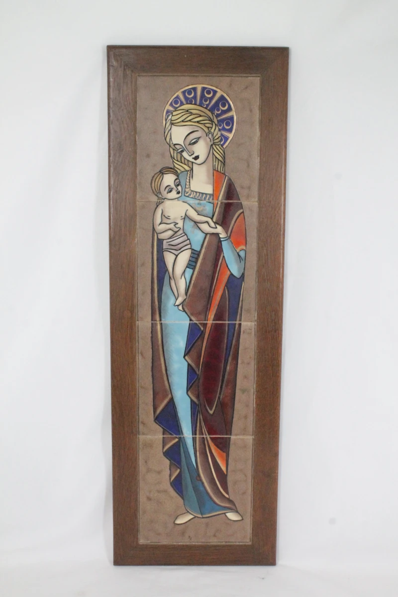 Vintage tegeltableau: Madonna met Kind - foto 2