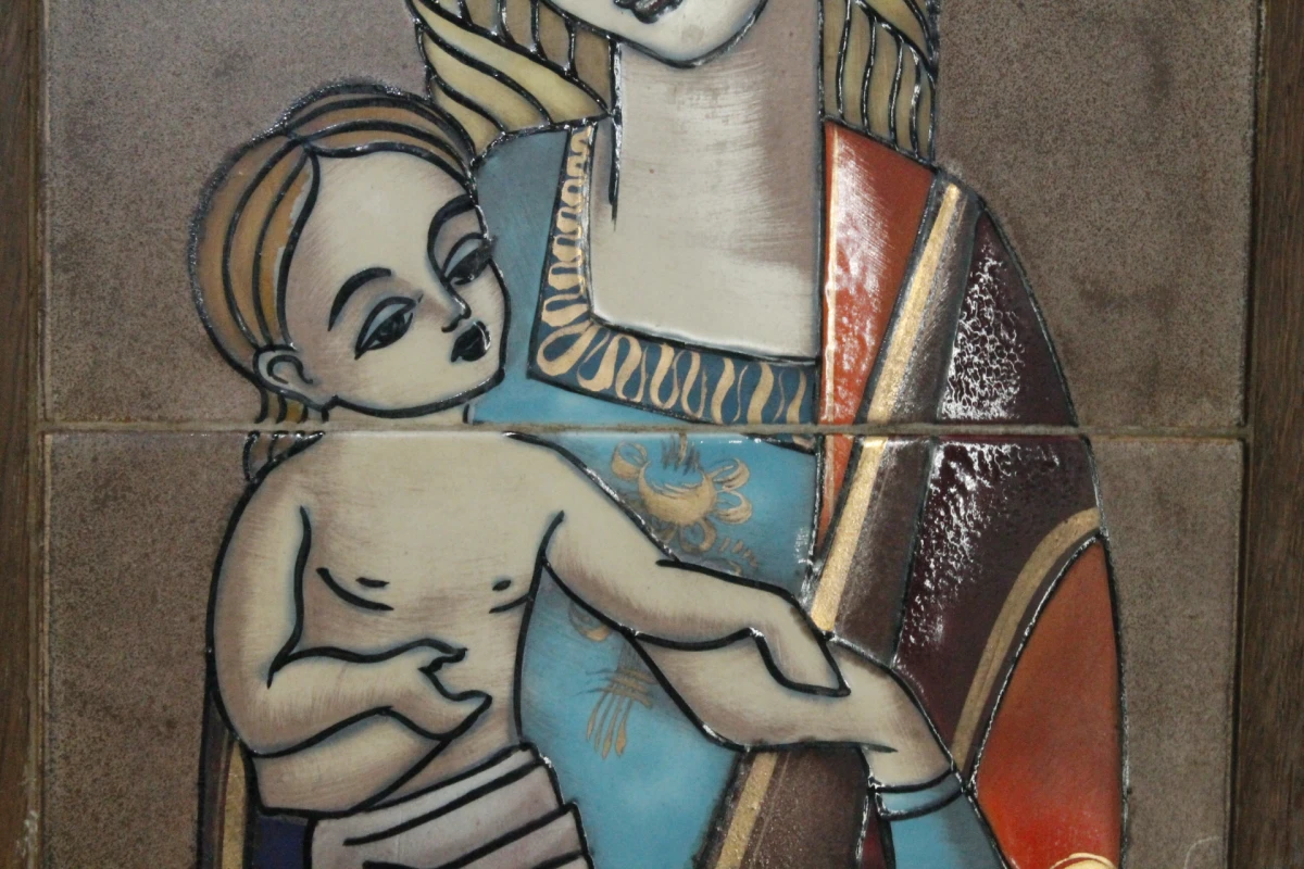 Vintage tegeltableau: Madonna met Kind - foto 4
