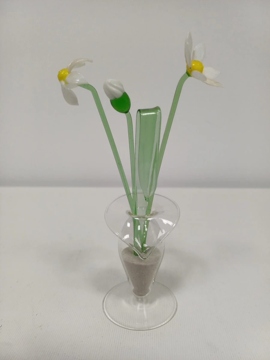 Set glazen bloemen in vaasjes - foto 2
