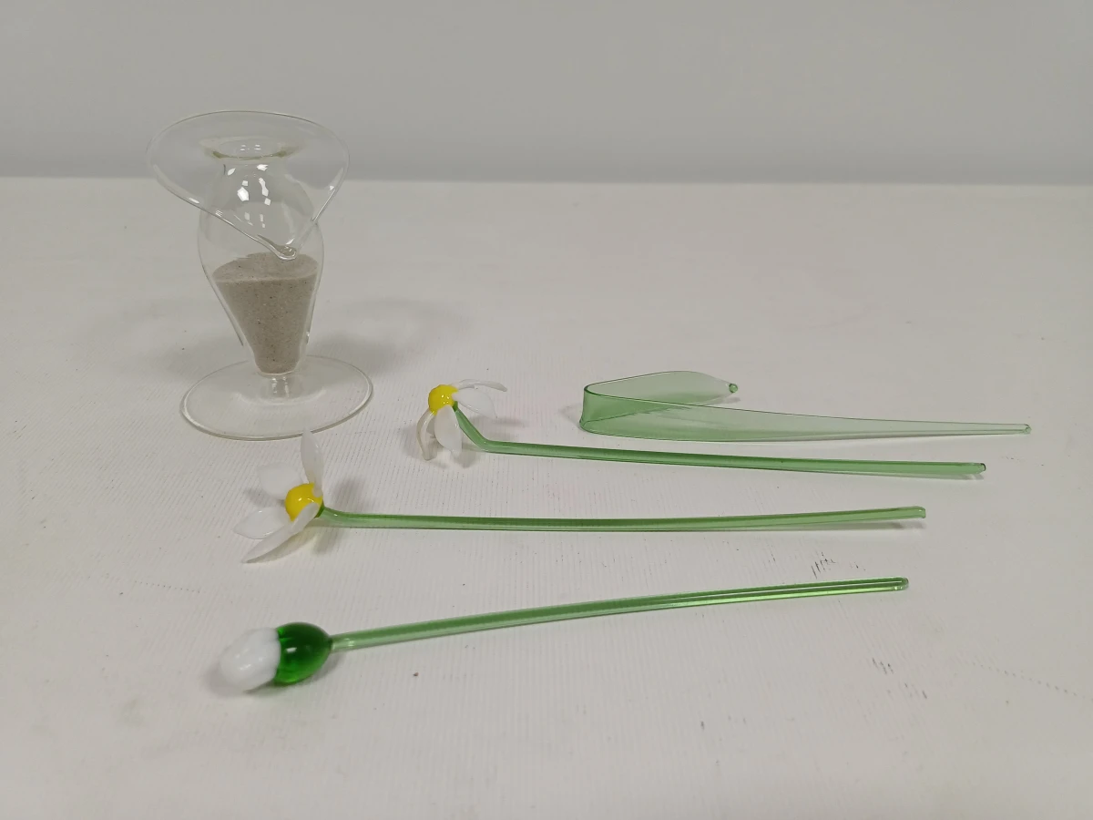 Set glazen bloemen in vaasjes - foto 6