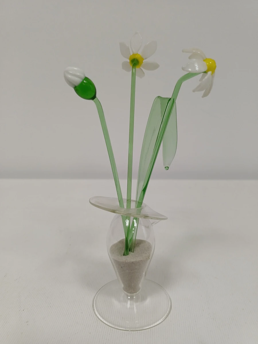 Set glazen bloemen in vaasjes - foto 4