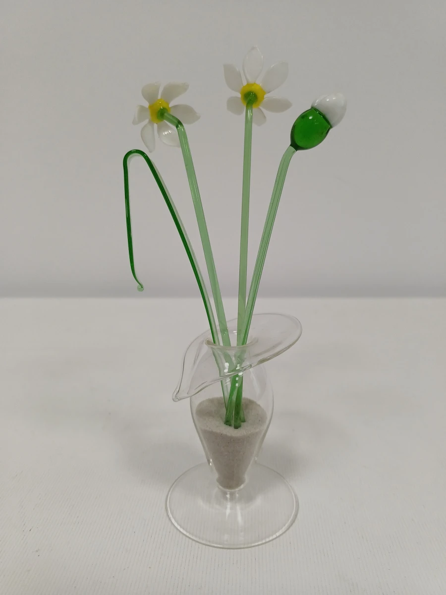 Set glazen bloemen in vaasjes - foto 3